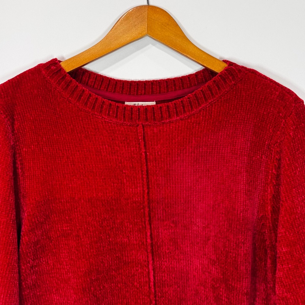 Style & Co Sweater Womens XL Red Chenille Crew Neck Pullover Soft Knit Casual - Picture 2 of 9